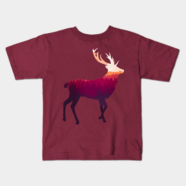 Stag Deer Buck - King of the Forest Kids T-Shirt by ballhard